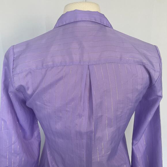 Vintage Blouse Top Size 8 Lavender Purple Long Sleeve Button Minimal Casual 90s - Picture 7 of 14